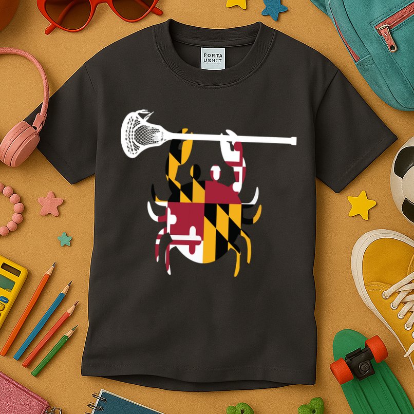Lacrosse Shirts Helmet Sticks LAX Maryland Flag Gift Kids T-Shirt
