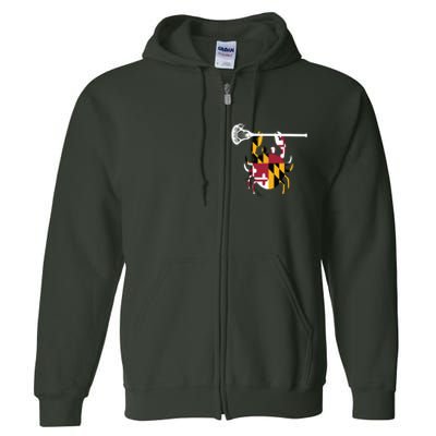 Lacrosse Shirts Helmet Sticks LAX Maryland Flag Gift Full Zip Hoodie