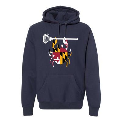 Lacrosse Shirts Helmet Sticks LAX Maryland Flag Gift Premium Hoodie