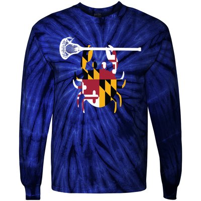 Lacrosse Shirts Helmet Sticks LAX Maryland Flag Gift Tie-Dye Long Sleeve Shirt