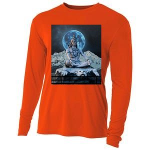 Lord Shiva Hinduism Blue Moon Gift Cooling Performance Long Sleeve Crew