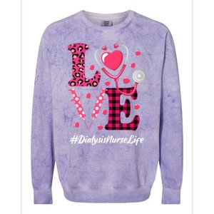 Love Stethoscope Hearts Dialysis Nurse Valentine's Day Gift Colorblast Crewneck Sweatshirt