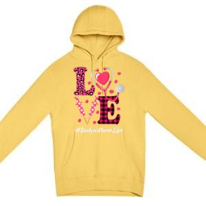 Love Stethoscope Hearts Dialysis Nurse Valentine's Day Gift Premium Pullover Hoodie