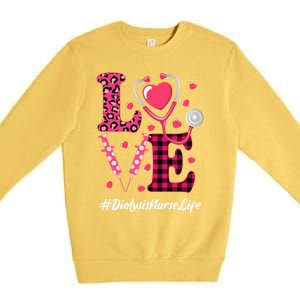 Love Stethoscope Hearts Dialysis Nurse Valentine's Day Gift Premium Crewneck Sweatshirt