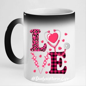 Love Stethoscope Hearts Dialysis Nurse Valentine's Day Gift 11oz Black Color Changing Mug