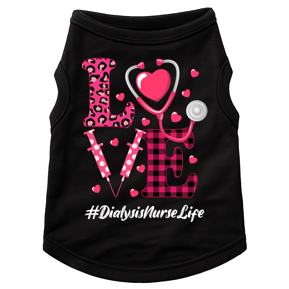 Love Stethoscope Hearts Dialysis Nurse Valentine's Day Gift Doggie Tank