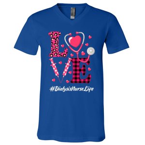 Love Stethoscope Hearts Dialysis Nurse Valentine's Day Gift V-Neck T-Shirt