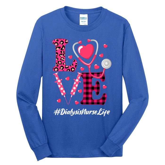 Love Stethoscope Hearts Dialysis Nurse Valentine's Day Gift Tall Long Sleeve T-Shirt