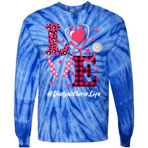 Love Stethoscope Hearts Dialysis Nurse Valentine's Day Gift Tie-Dye Long Sleeve Shirt