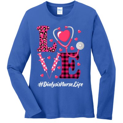 Love Stethoscope Hearts Dialysis Nurse Valentine's Day Gift Ladies Long Sleeve Shirt