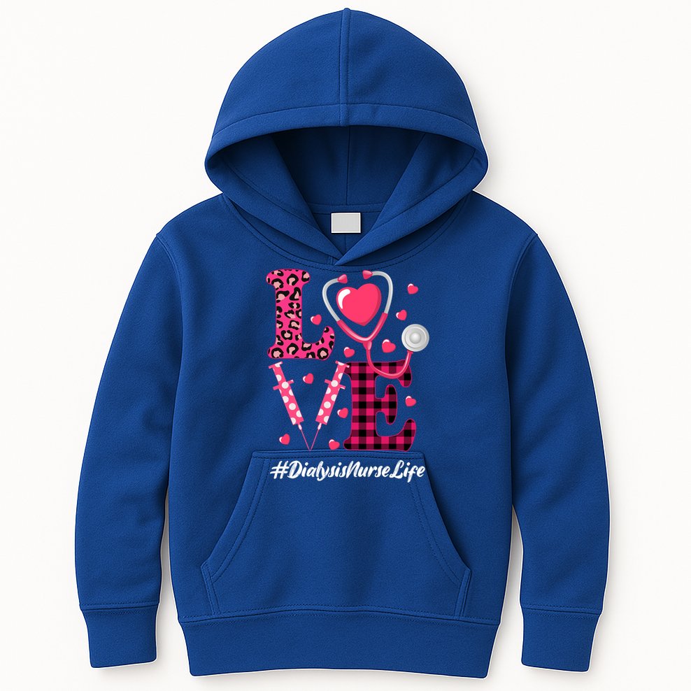 Love Stethoscope Hearts Dialysis Nurse Valentine's Day Gift Kids Hoodie