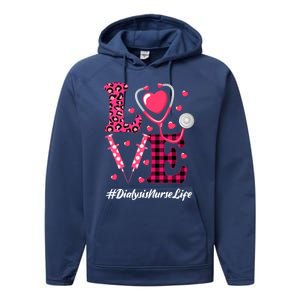 Love Stethoscope Hearts Dialysis Nurse Valentine's Day Gift Performance Fleece Hoodie