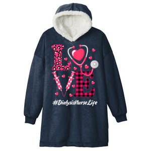 Love Stethoscope Hearts Dialysis Nurse Valentine's Day Gift Hooded Wearable Blanket