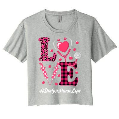 Love Stethoscope Hearts Dialysis Nurse Valentine's Day Gift Women's Crop Top Tee