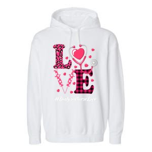 Love Stethoscope Hearts Dialysis Nurse Valentine's Day Gift Garment-Dyed Fleece Hoodie