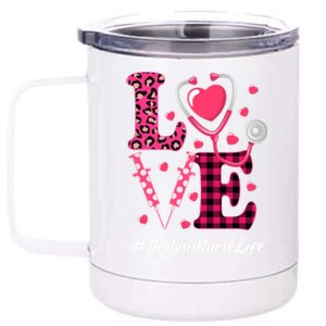 Love Stethoscope Hearts Dialysis Nurse Valentine's Day Gift 12 oz Stainless Steel Tumbler Cup