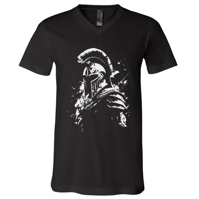 Leonidas Spartan Helmet Gym Sparta Workout Greek Warrior V-Neck T-Shirt