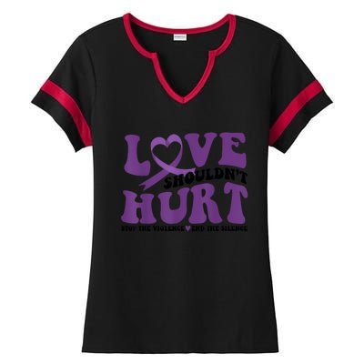 Love ShouldnT Hurt Stop The Violence End The Silence Ladies Halftime Notch Neck Tee