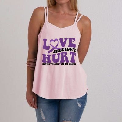 Love ShouldnT Hurt Stop The Violence End The Silence Women's Strappy Tank