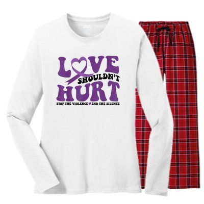 Love ShouldnT Hurt Stop The Violence End The Silence Women's Long Sleeve Flannel Pajama Set 