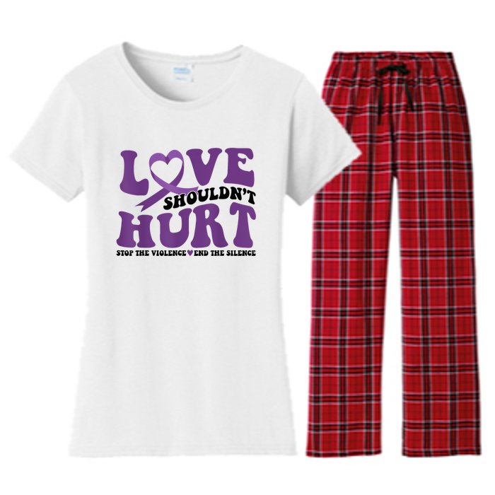 Love ShouldnT Hurt Stop The Violence End The Silence Women's Flannel Pajama Set