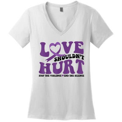 Love ShouldnT Hurt Stop The Violence End The Silence Women's V-Neck T-Shirt