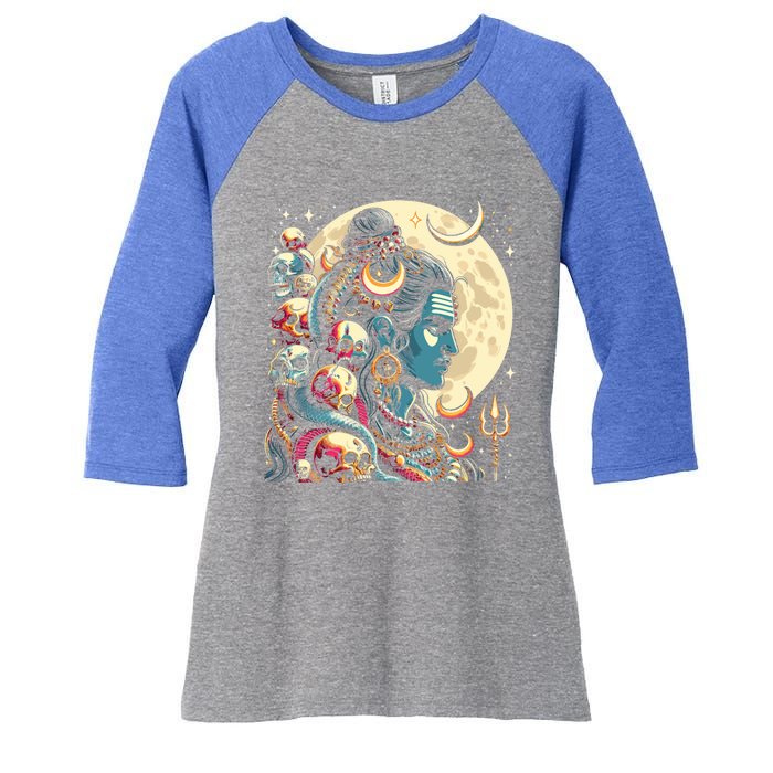 Lord Shiva Hindu God Mahadeva Trident Hinduism Devo Gift Women's Tri-Blend 3/4-Sleeve Raglan Shirt