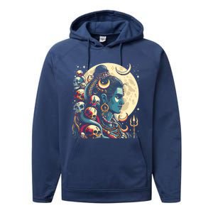 Lord Shiva Hindu God Mahadeva Trident Hinduism Devo Gift Performance Fleece Hoodie