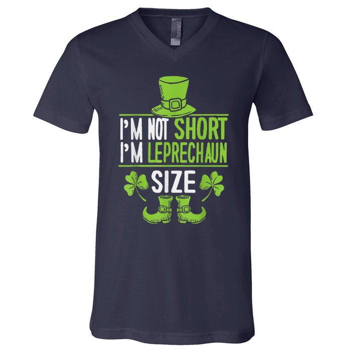 Leprechaun Shamrock Happy St Patricks Day V-Neck T-Shirt