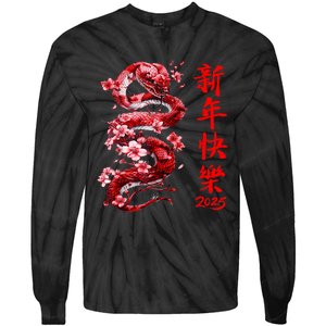 Lucky Snake Happy New Year 2025 Year Of The Snake 2025 Tie-Dye Long Sleeve Shirt