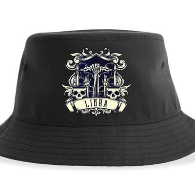 Libra Skull Horoscope Personality Zodiac Birthday Sustainable Bucket Hat