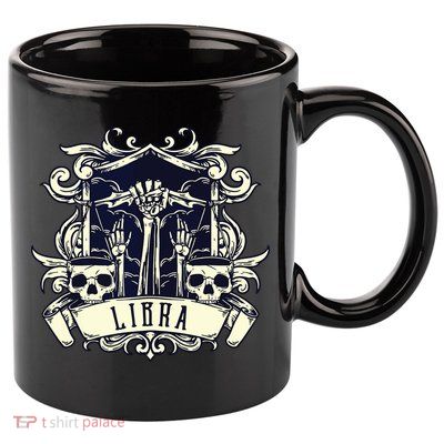 Libra Skull Horoscope Personality Zodiac Birthday 11oz C Handle Ceramic Mug
