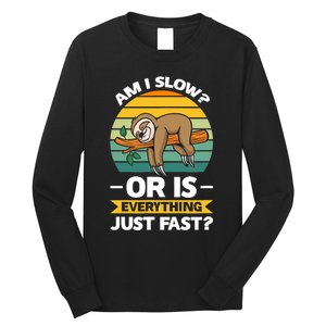 Lazy Sloth Hungry And Lazy Slowmotion Monday Introved Shy Long Sleeve Shirt