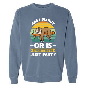 Lazy Sloth Hungry And Lazy Slowmotion Monday Introved Shy Garment-Dyed Sweatshirt