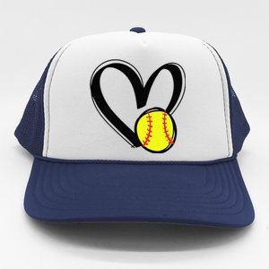 Love Softball Heart Trucker Hat