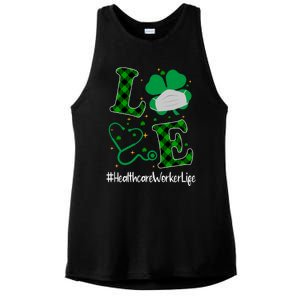 Love Stethoscope Healthcare Worker Life Shamrock Gift Ladies PosiCharge Tri-Blend Wicking Tank