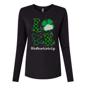 Love Stethoscope Healthcare Worker Life Shamrock Gift Womens Cotton Relaxed Long Sleeve T-Shirt