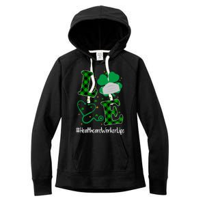 Love Stethoscope Healthcare Worker Life Shamrock Gift Women's Fleece Hoodie