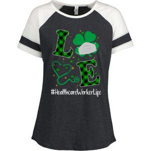 Love Stethoscope Healthcare Worker Life Shamrock Gift Enza Ladies Jersey Colorblock Tee