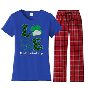 Love Stethoscope Healthcare Worker Life Shamrock Gift Women's Flannel Pajama Set