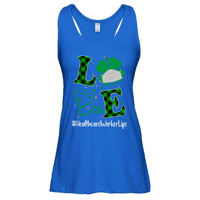 Love Stethoscope Healthcare Worker Life Shamrock Gift Ladies Essential Flowy Tank