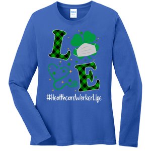 Love Stethoscope Healthcare Worker Life Shamrock Gift Ladies Long Sleeve Shirt