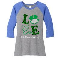 Love Stethoscope Healthcare Worker Life Shamrock Gift Women's Tri-Blend 3/4-Sleeve Raglan Shirt