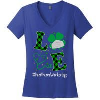 Love Stethoscope Healthcare Worker Life Shamrock Gift Women's V-Neck T-Shirt