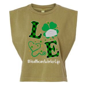 Love Stethoscope Healthcare Worker Life Shamrock Gift Garment-Dyed Women's Muscle Tee