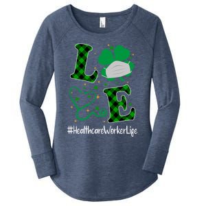 Love Stethoscope Healthcare Worker Life Shamrock Gift Women's Perfect Tri Tunic Long Sleeve Shirt