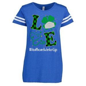 Love Stethoscope Healthcare Worker Life Shamrock Gift Enza Ladies Jersey Football T-Shirt