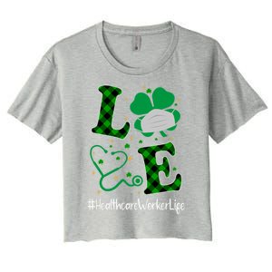 Love Stethoscope Healthcare Worker Life Shamrock Gift Women's Crop Top Tee