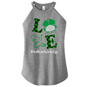 Love Stethoscope Healthcare Worker Life Shamrock Gift Women's Perfect Tri Rocker Tank