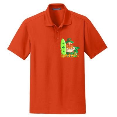 Leprechaun Surfing Hawaiian Summer St Patty's Day Cool Gift Dry Zone Grid Polo